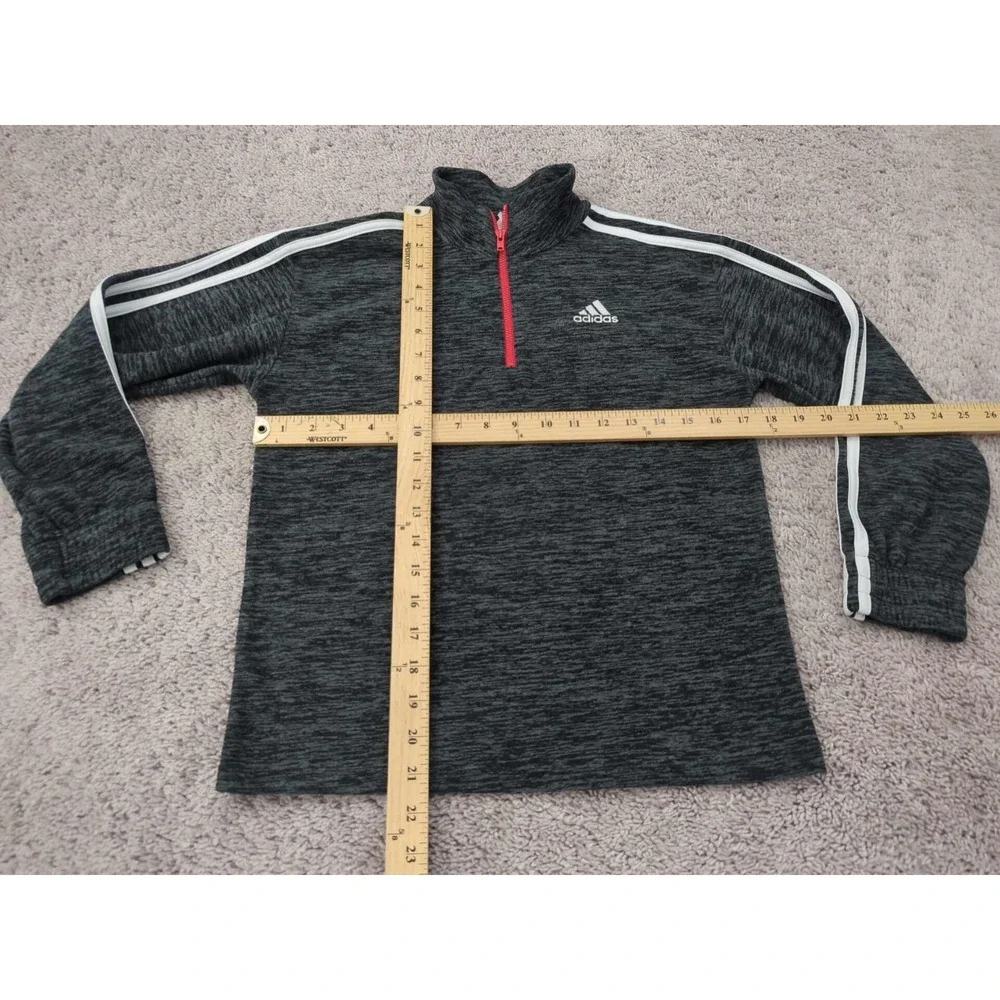 Adidas‎ Sweatshirt Youth Boys S Heather Gray 1/4 Zip Three Stripes Long Sleeve